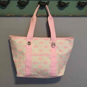 Lacoste Pink Alligator Canvas Tote