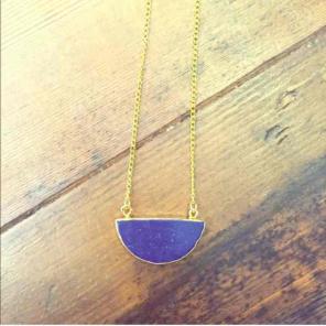 New gold lapis blue semicircle necklace