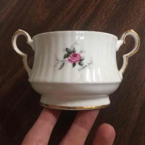 Rose bone china sugar bowl