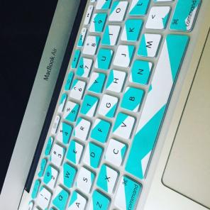 Teal And White MacBook Air Keyboard Cov.