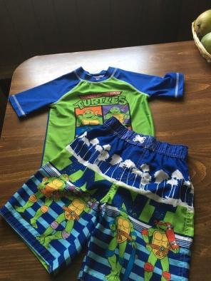 Boys TMNT Swim Trunks And Rash Guard