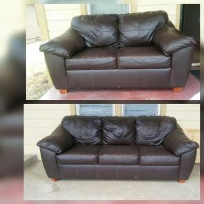 Brown leather couches