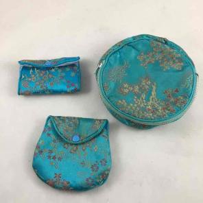 3pc Vintage Japanese Silk Pouch Set