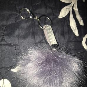 Cute Gray Fluff Ball Keychain