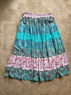 Turquoise Paisley Full Maxi Skirt