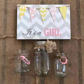 Shabby Chic It's A Girl Baby Shower Set