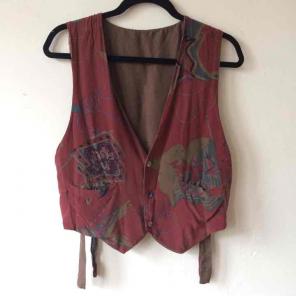 Free ship! VINTAGE reversible silk vest
