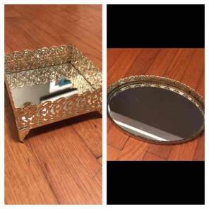 Vintage gold filigree vanity tray lot