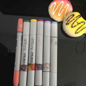 6 copic markers + 2 squishies