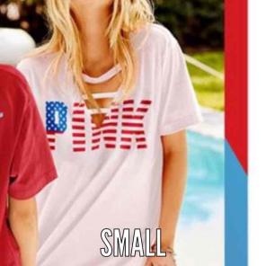 NWT S vsx pink Americana caged tee