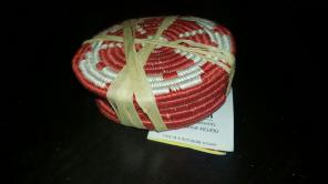 RED/ WHITE AFRICAN MADE COASTER SET