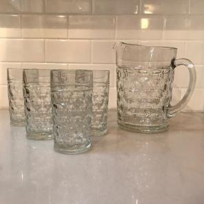 Vintage 1950s Pitcher Plus 5 Glasses