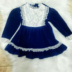 Royal blue/lace vintage toddler dress 2t