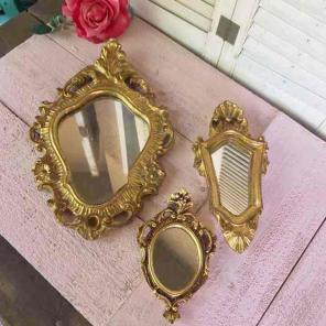 3 Small Vintage Italian Gold Mirrors