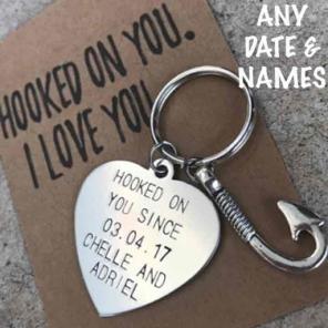 Hooked fishing keychain