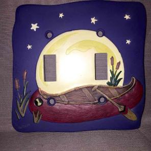 RUSTIC INDIAN CANOE LIGHT SWITCH COVER