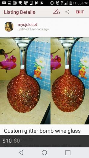 Beautiful glitter dipped wine glass