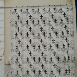 Black white fleur-de-lis shower curtain