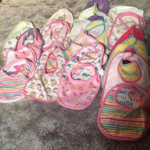 Lot of 22 Girls Bibs Various Brands