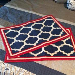 Bundle of two red white and blue rugs