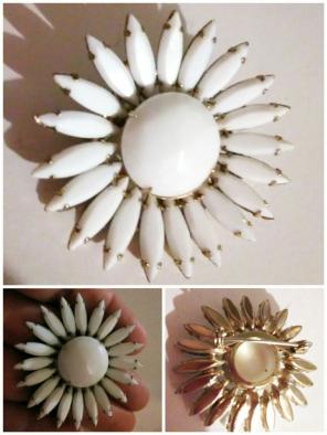 Gorgeous vintage milk glass brooch