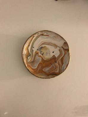 Gold painted jewelry bowl.