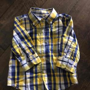 Blue and yellow button up shirt
