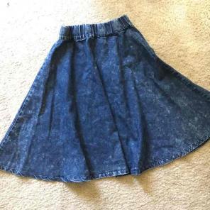 High waisted denim flared skirt