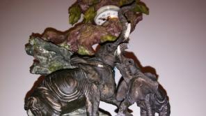 Collectible Elephants Clock Statue