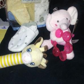 Carter infant toys and slip on shoes