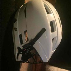 White youth lacrosse helmet