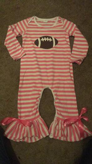 Pink Football Ruffle Romper 18/24m