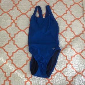 Blue Open Back One Piece Swimsuit