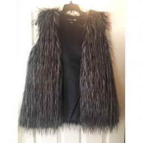Black And Grey Fur Vest