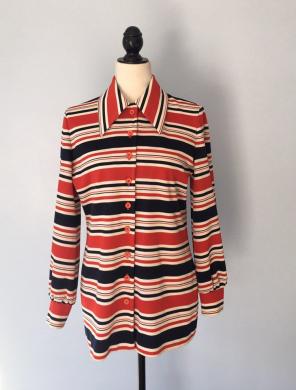 70's Vintage Striped Button Down Large