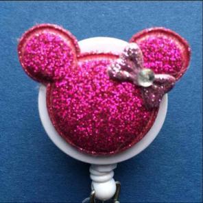 Shiny Minnie Mouse ID Badge Holder Nurse