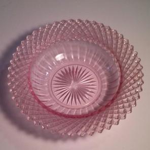 Pink depression glass bowl diamond
