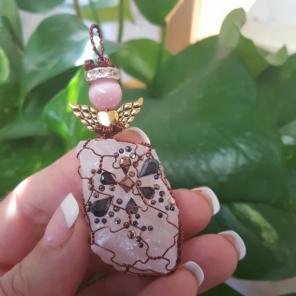 Rose Quartz fertility Angel pendant