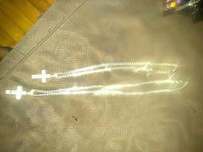 Two Pure Silver Cross Pendant Necklaces