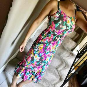 Cute Multicolored Stretchy Summer Dress