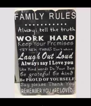 Family Rules Paneled Wood Wall Sign 23"
