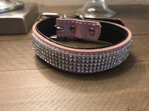 Pink dog collar With Bling