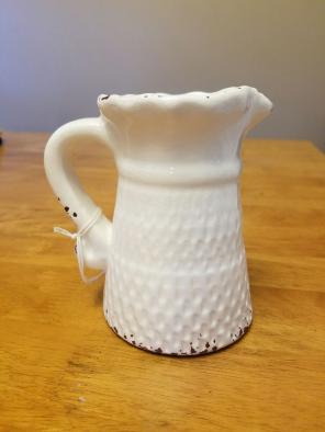 Sm. Ceramic Milk Glass Farmhouse Pitcher