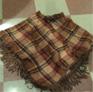 Vintage wool and leather poncho one size