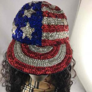 Vintage USA Flag 1980's Star Sequin Hat