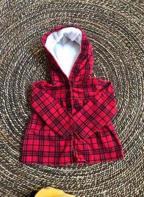 Fleece red plaid sweater