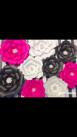 Black,white,pink paper flower/wall deco