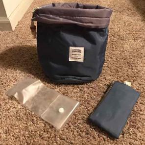 Blue and Gray Travel Bag,Gathers at Top