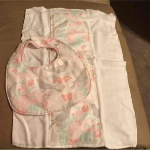 Pretty burp rag and bib