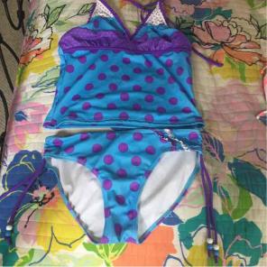 Justice Poka-Dot Purple Swim Suit